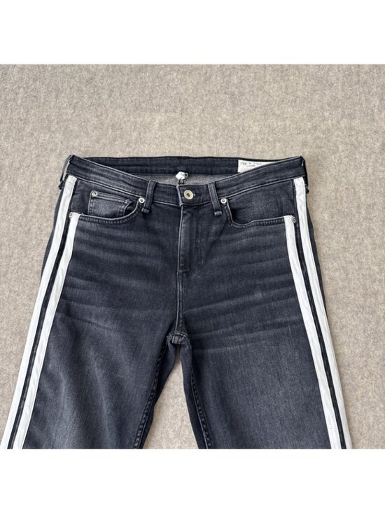 Rag Bone Cate Flare Jeans Womens 29 Charcoal Stripe Mid Rise Ankle Cropped Raw - Picture 2 of 16